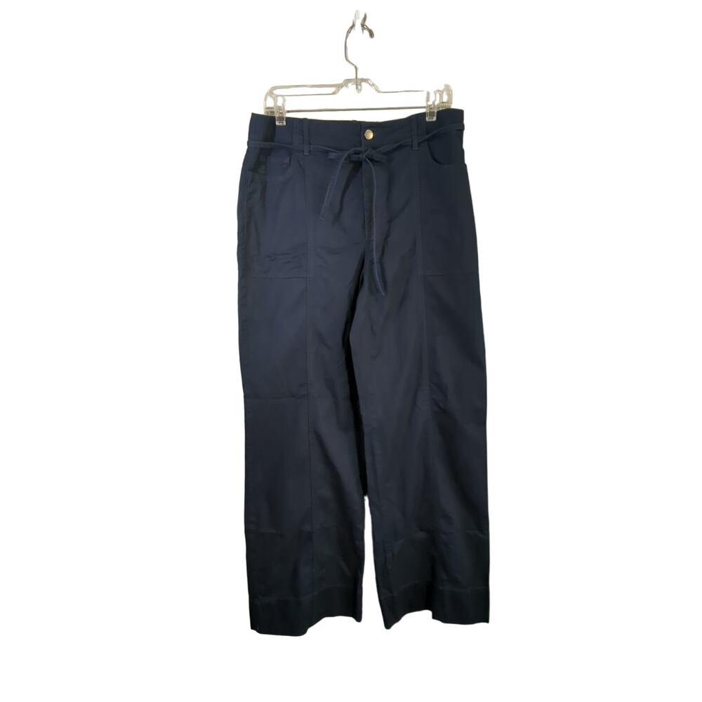 Loft Pants Womens 10‎ Blue Wide Leg Carpenter Cotton Twill New